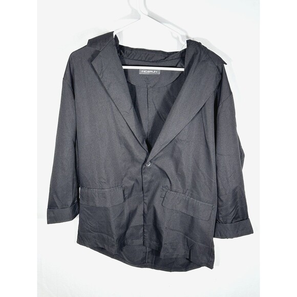 Incerun Large Black Long Sleeve Front Pockets Button Up Blazer Kimono Japan - Picture 1 of 14
